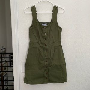 Urban outfitters green denim button up sleeveless dress